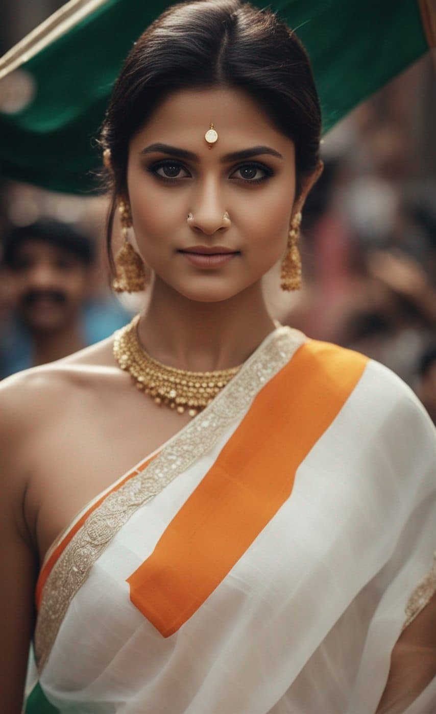 Tricolour Georgette Saree — Tiranga